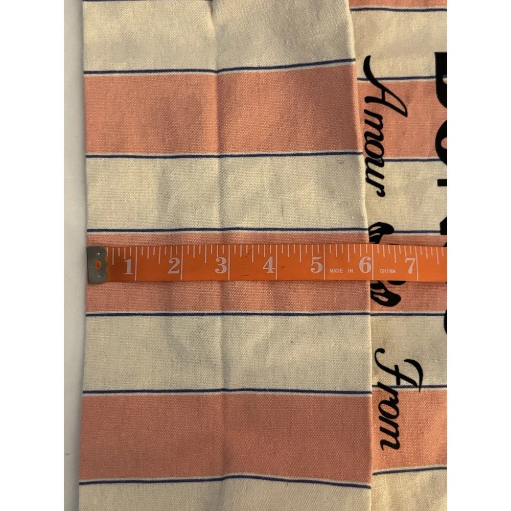 Sezane Women's One Size Bonjour Pink Beige Fabric Tote Bag